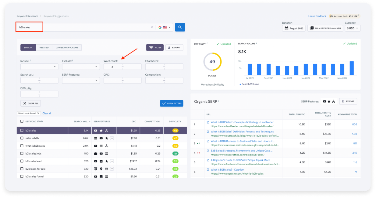 SE Ranking keyword generator