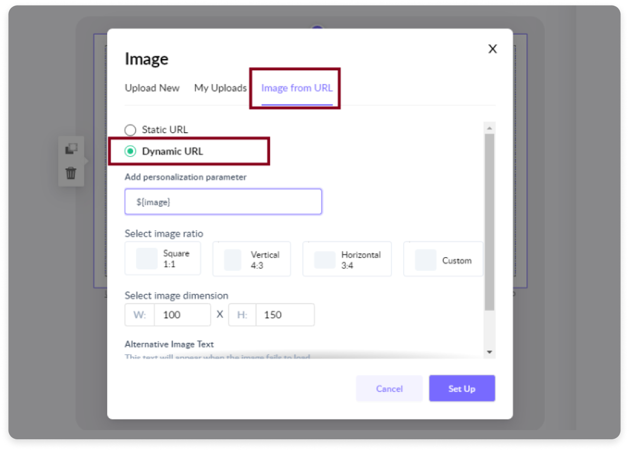 Option to add dynamic image URL in Mailmodo