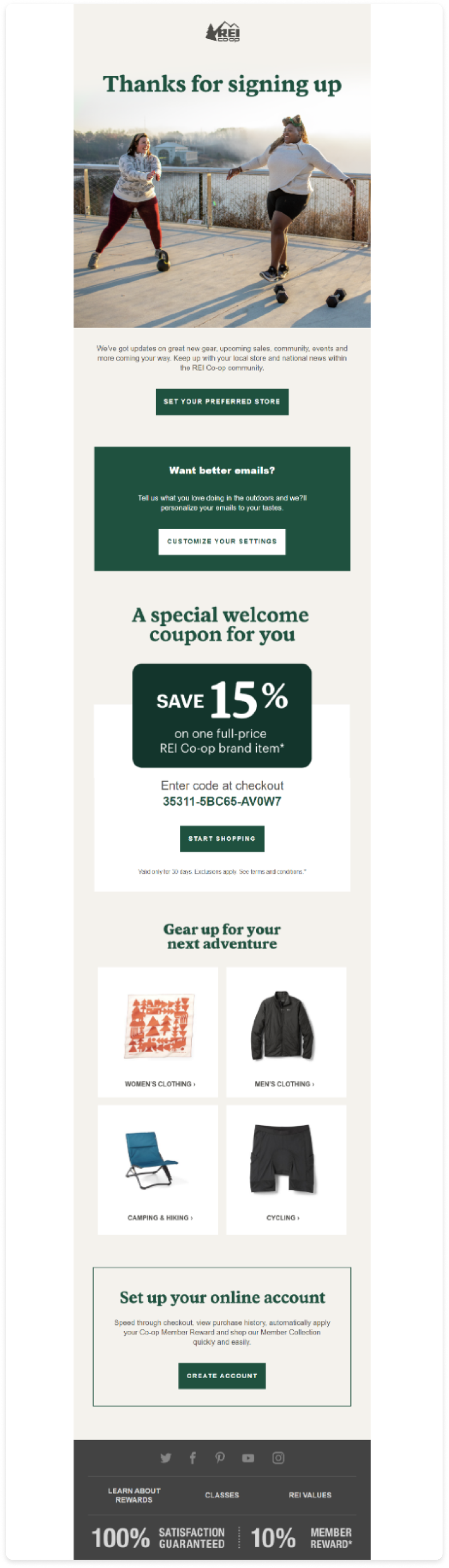 Coupon code in welcome email