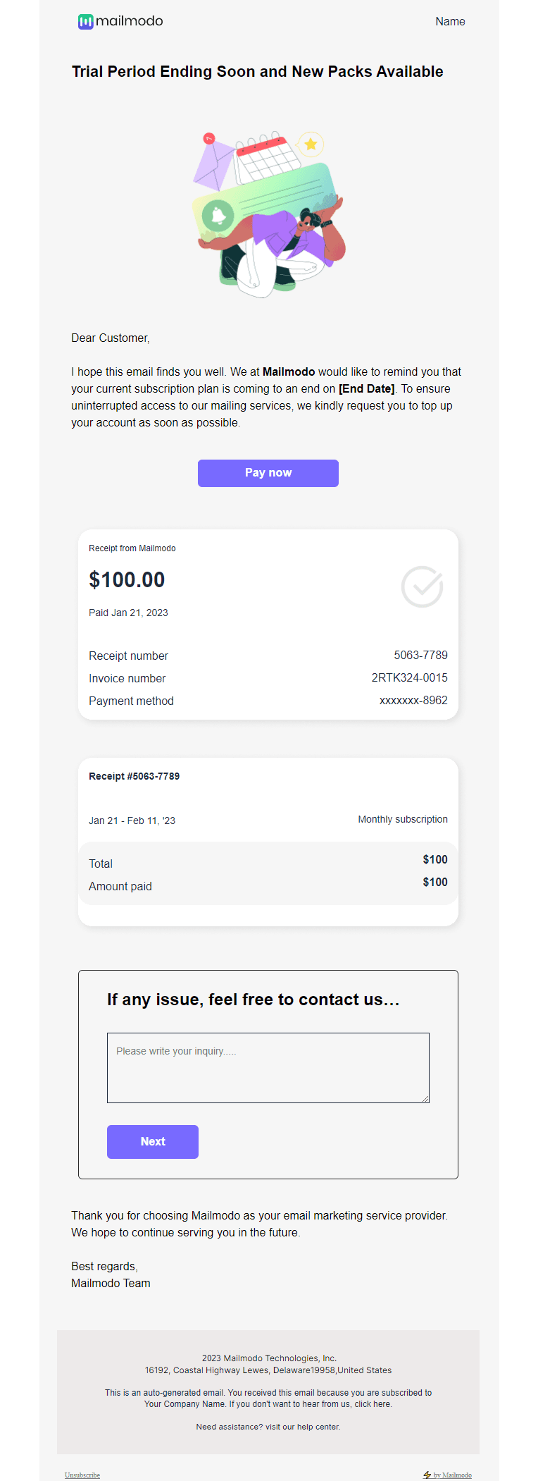Invoice Email Template HTML & AMP Free Email Template