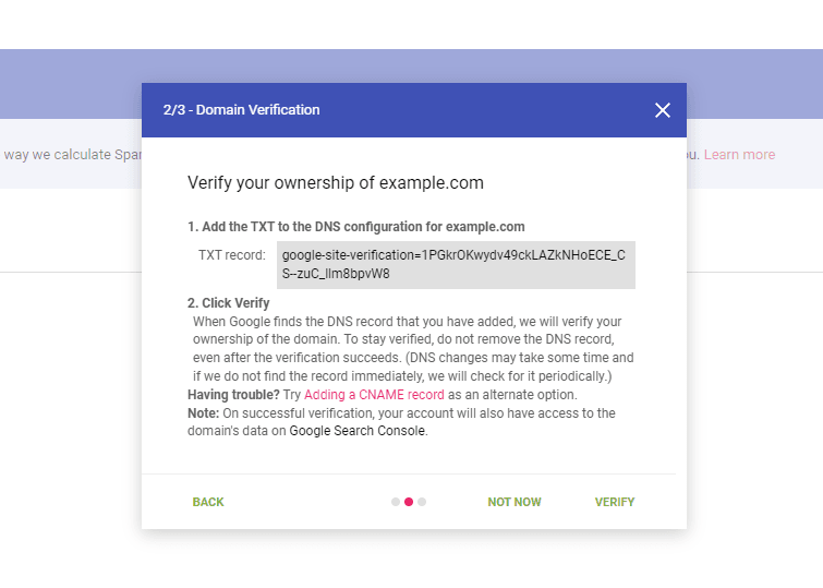 google postmaster verification