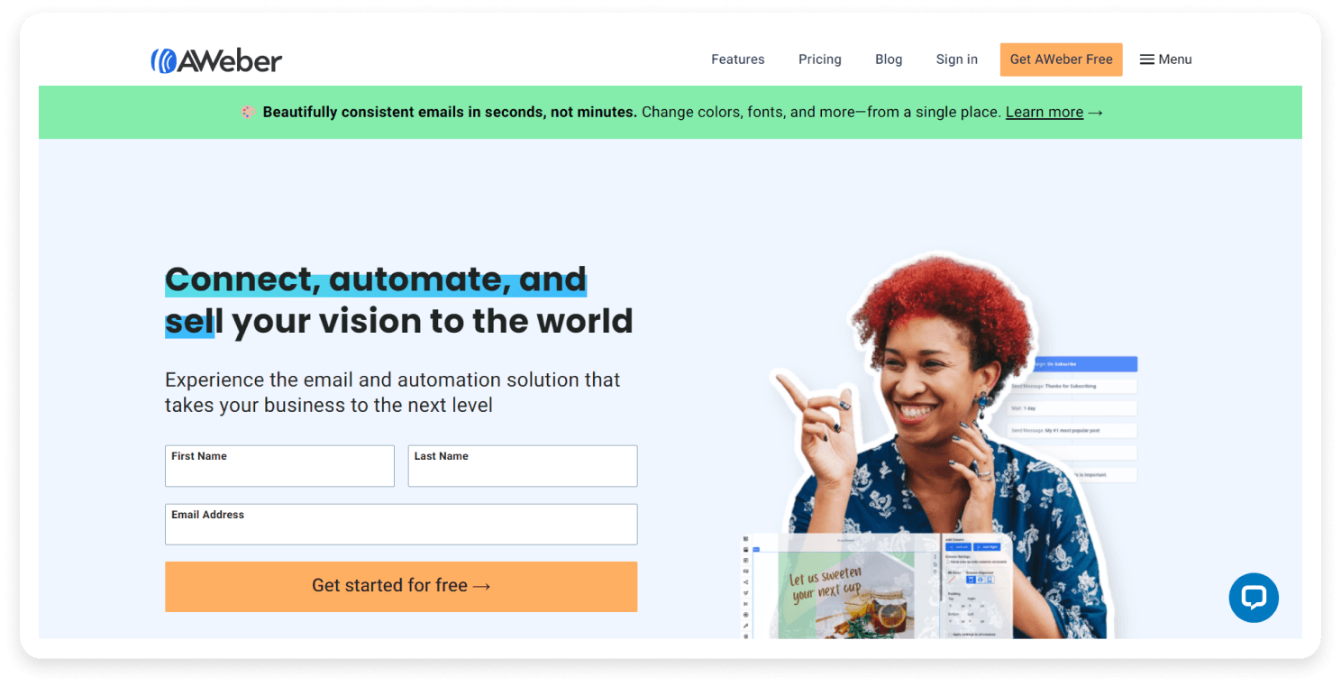 AWeber landing page