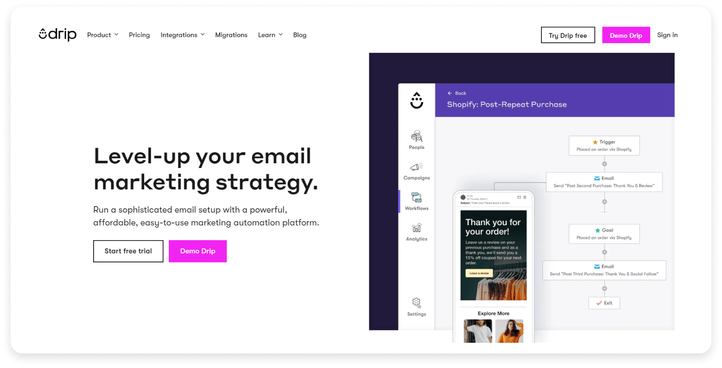 Drip landing page