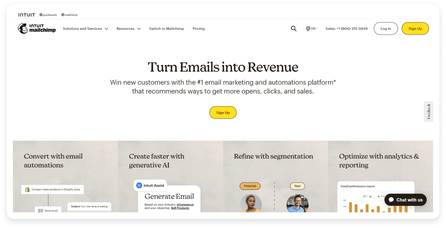 Mailchimp landing page