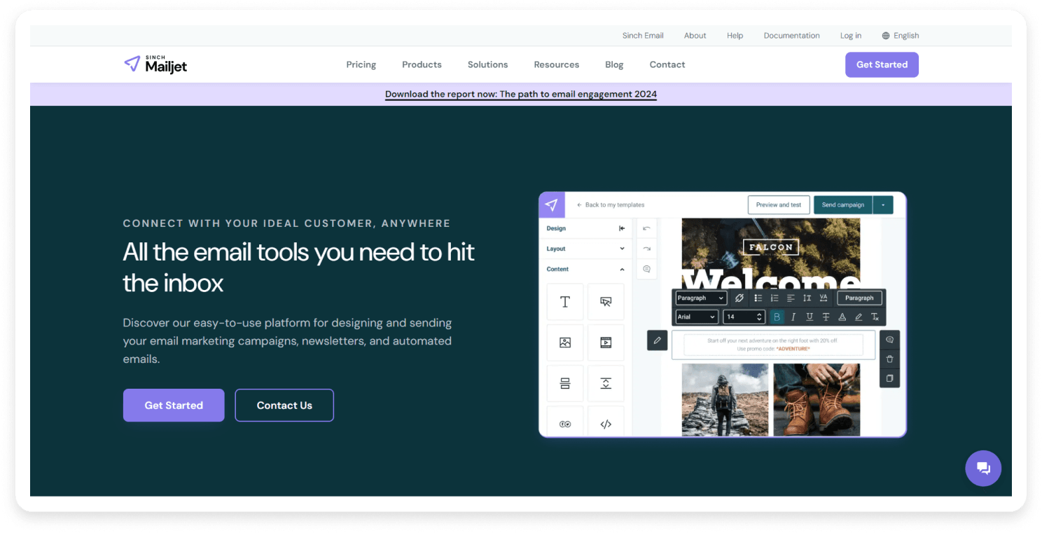 Mailjet landing page