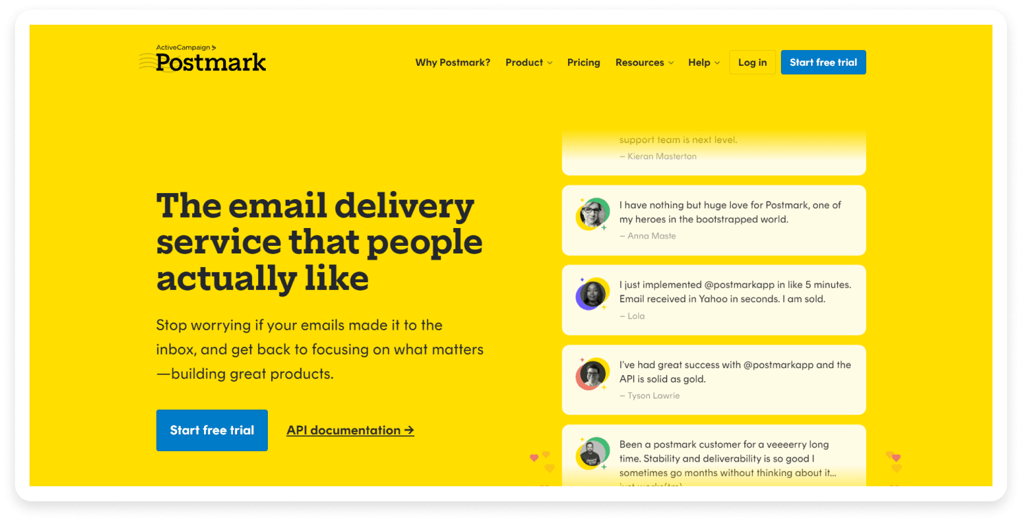 Postmark landing page