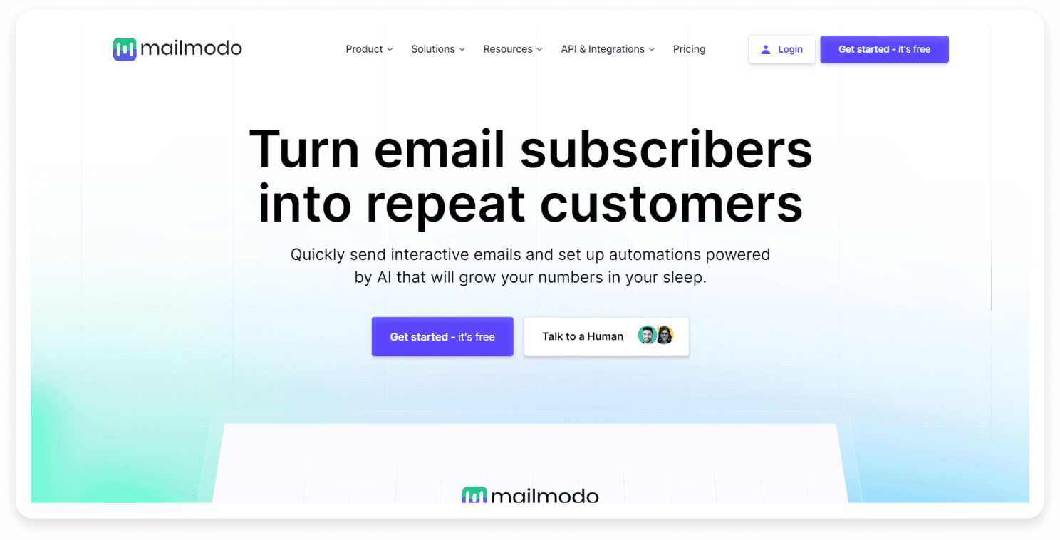 Mailmodo landing page