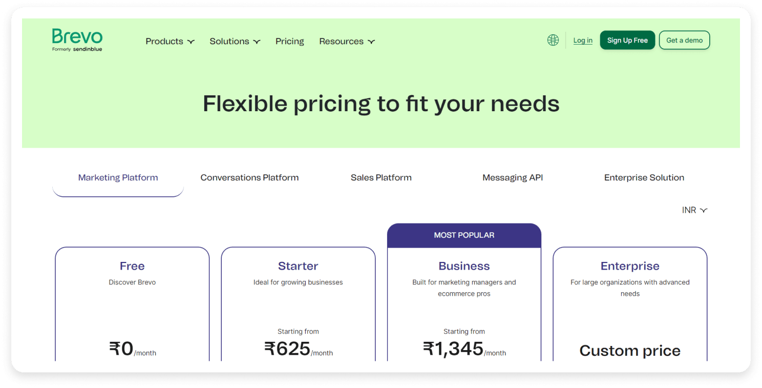 Brevo pricing page
