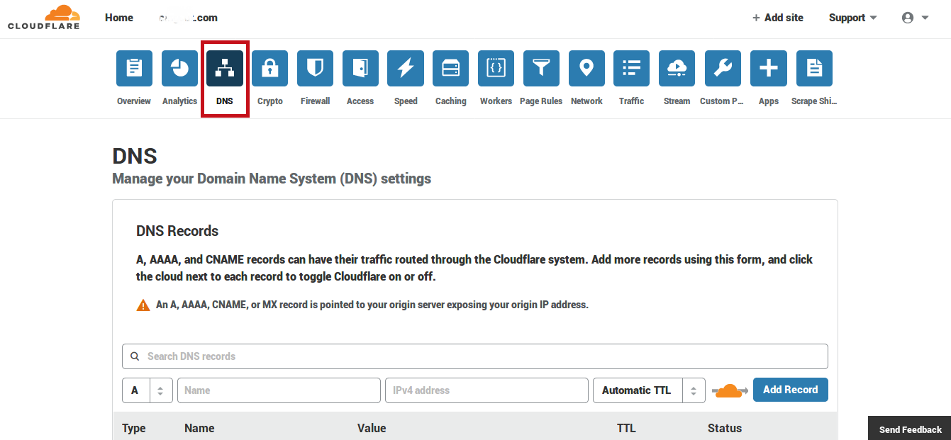 Auth domain. Cloudflare DNS.