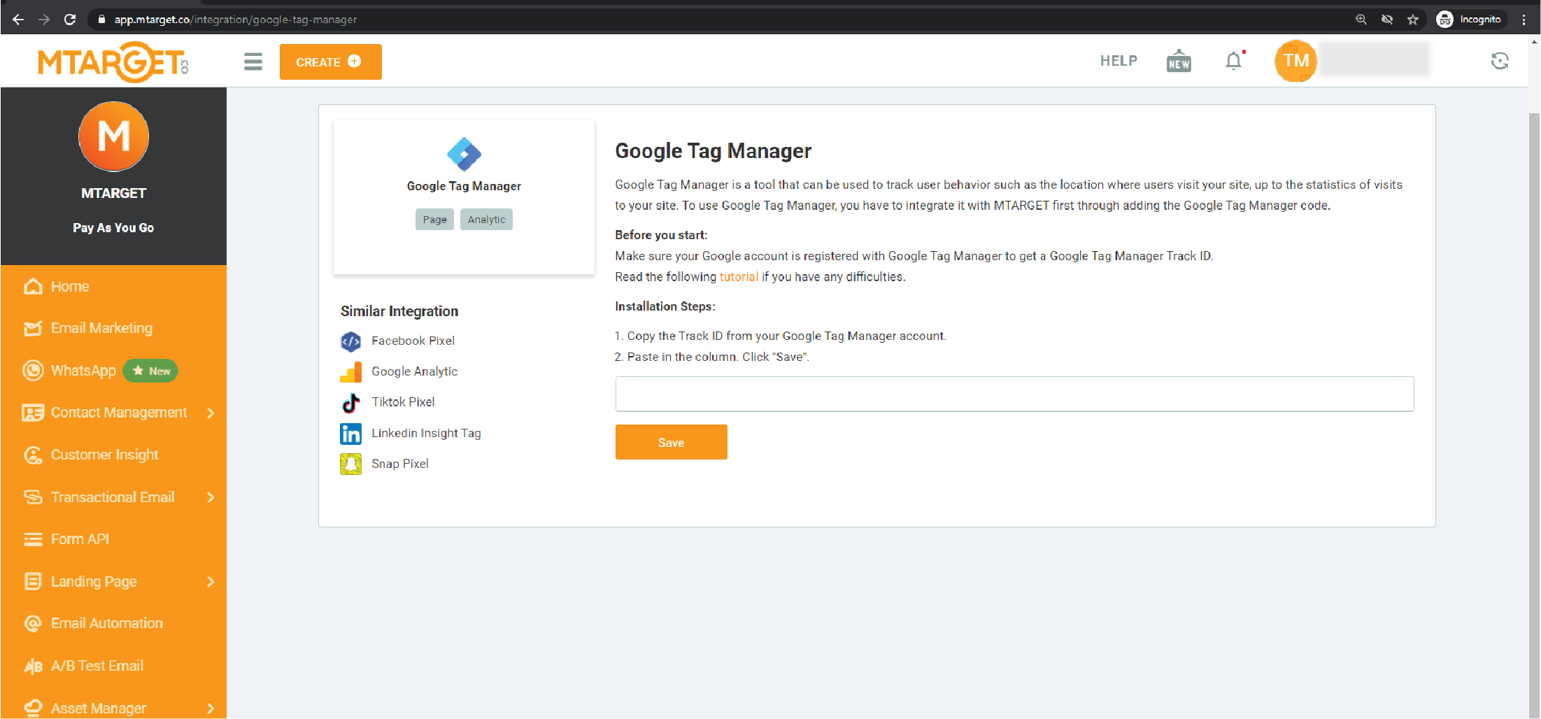 (Integration google tag manager)