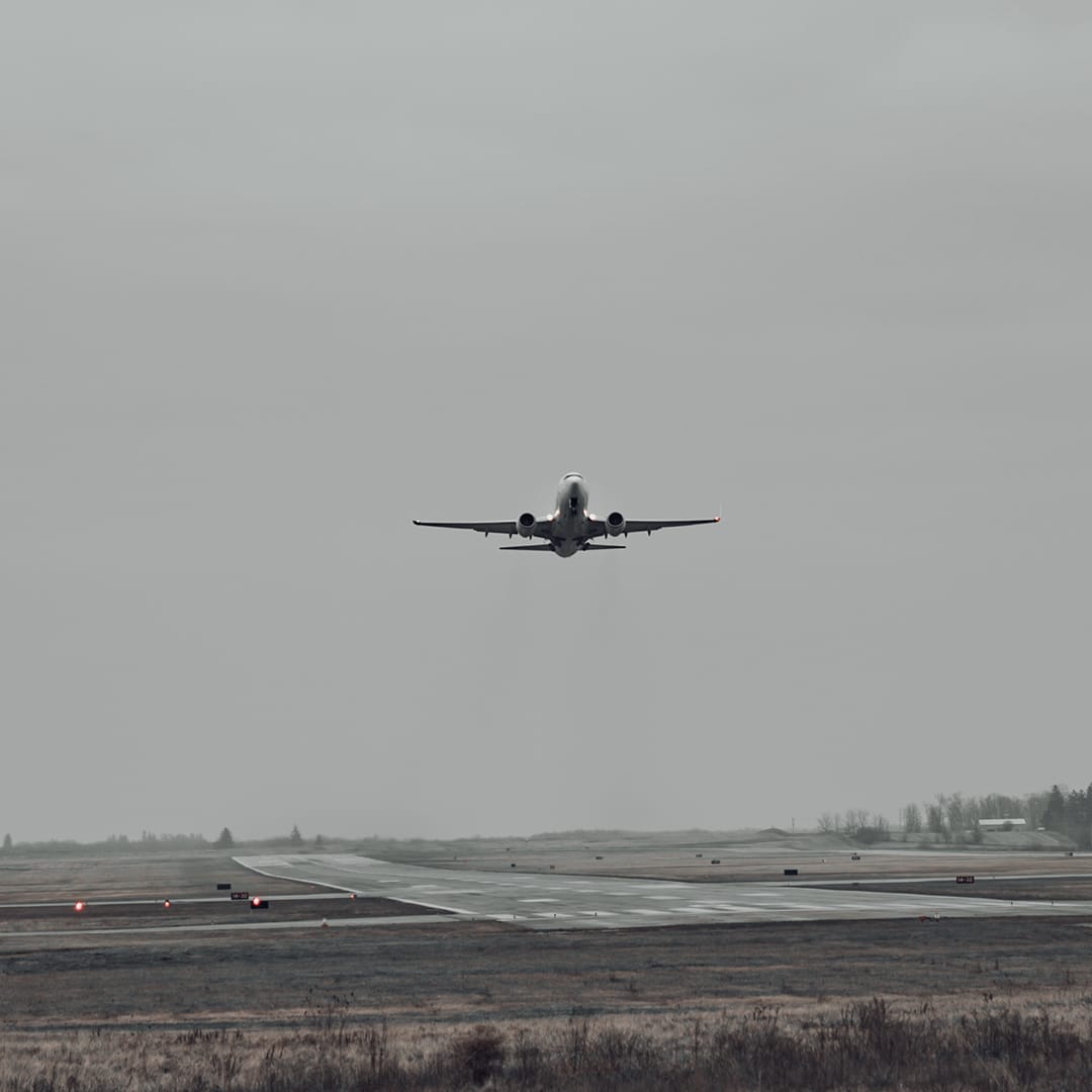 Airplane taking off at airport