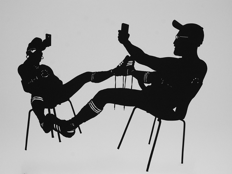 Stefan Thiel — 100 BERLIN BASED MEN Kurt vor dem Spiegel, 2014, 70 x 100 cm, paper cut-out (image courtesy of Schwules Museum)