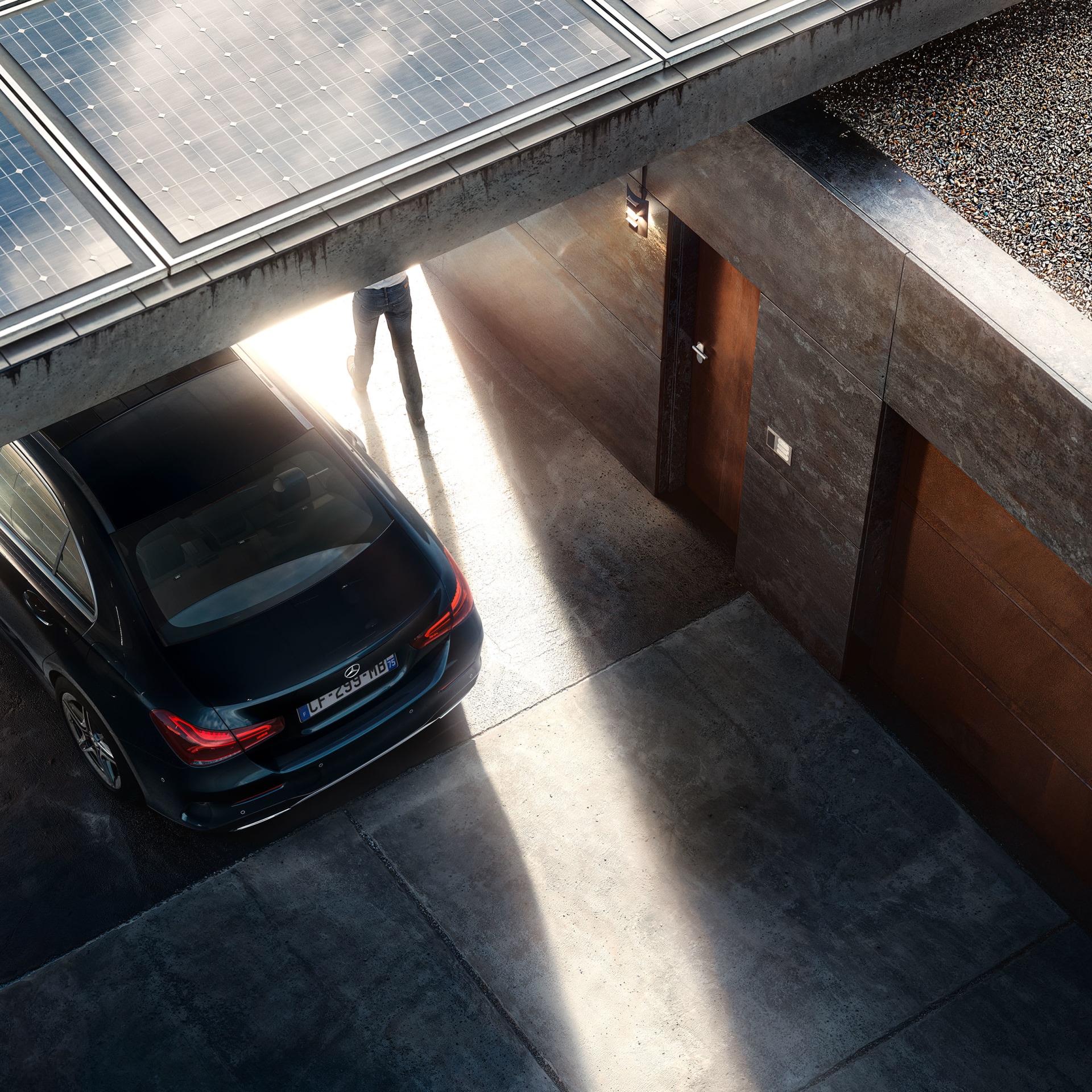 Countryside sun set with a Mercedes A-class Coupé