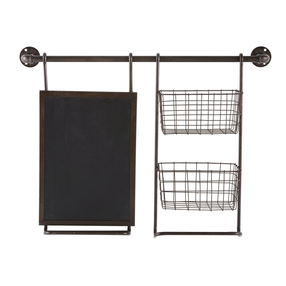 IndustrialStyle WallMount Shelving Unit with Removable Blackboard