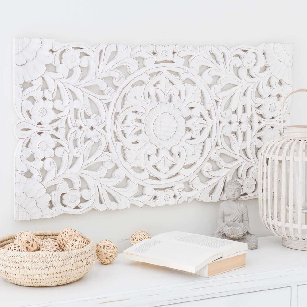 whitewashed wall panel, 45 x 85 cm Kerala Maisons du Monde