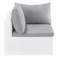 Angolo bianco di divano da giardino in resina intrecciata Angolo bianco di divano da giardino in resina intrecciata