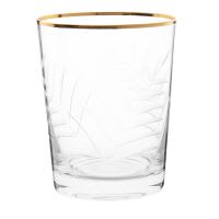 Becher aus Glas mit Gravur, bedruckt mit Blattmotiv Becher aus Glas mit Gravur, bedruckt mit Blattmotiv