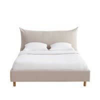 Bett mit Lattengestell 160x200 aus Beigenfarbe Bett mit Lattengestell 160x200 aus Beigenfarbe