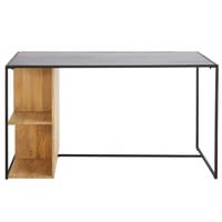 Bureau van massief mangohout en zwart metaal Bureau van massief mangohout en zwart metaal