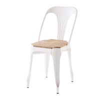 Chaise en métal blanc et manguier Chaise en métal blanc et manguier