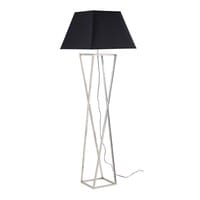 Chrome Metal Floor Lamp with Black Shade H 161 cm Chrome Metal Floor Lamp with Black Shade H 161 cm