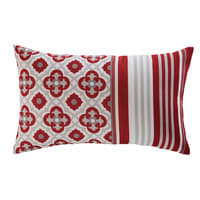 Coussin de jardin en tissu rouge imprimé 30x50 SAUBRIGES Coussin de jardin en tissu rouge imprimé 30x50 SAUBRIGES