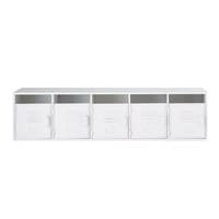 Industrial-Style White Metal Shelving Unit with 5 Pigeonholes Industrial-Style White Metal Shelving Unit with 5 Pigeonholes