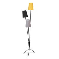 Lampadaire triple en métal et tissu gris/noir/jaune H 155 cm SVEA Lampadaire triple en métal et tissu gris/noir/jaune H 155 cm SVEA