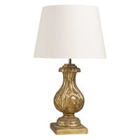 Lampe classique sculptée doré vieilli et coton écru AURORE Lampe classique sculptée doré vieilli et coton écru AURORE