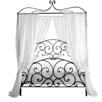 Letto marrone a baldacchino 140 x 190 in metallo Letto marrone a baldacchino 140 x 190 in metallo