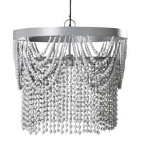 Lustre à pampilles en manguier gris et métal Lustre à pampilles en manguier gris et métal