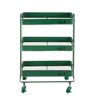 Mesa de servicio con ruedas de metal verde Mesa de servicio con ruedas de metal verde