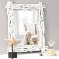 Miroir blanc en rotin H 115 cm FJORD Miroir blanc en rotin H 115 cm FJORD