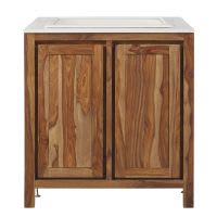 Mueble bajo de cocina con fregadero de sheesham macizo y mármol ... Mueble bajo de cocina con fregadero de sheesham macizo y mármol ...