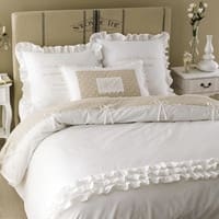 Parure da letto 220 x 240 cm bianca in cotone SANS SOUCI Parure da letto 220 x 240 cm bianca in cotone SANS SOUCI