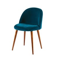 Peacock Blue Velvet Vintage Chair with Solid Birch Peacock Blue Velvet Vintage Chair with Solid Birch