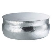 Ronde salontafel in gehamerd aluminium Ronde salontafel in gehamerd aluminium