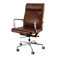 Silla de oficina con ruedas de cuero y metal marrón Teacher ... Silla de oficina con ruedas de cuero y metal marrón Teacher ...