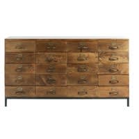 Solid Mango Wood Industrial 20-Drawer Chest Solid Mango Wood Industrial 20-Drawer Chest