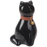 Statuetta gatto in porcellana nera, h 11 cm Statuetta gatto in porcellana nera, h 11 cm