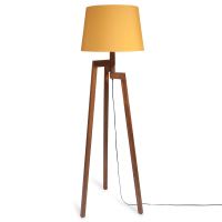 Stehlampe aus Kautschukbaum mit Senfgelbes Lampenschirm H150 Stehlampe aus Kautschukbaum mit Senfgelbes Lampenschirm H150