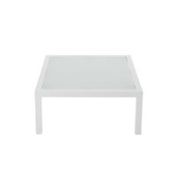 Table basse de jardin en verre trempé et aluminium blanc L 71 cm Table basse de jardin en verre trempé et aluminium blanc L 71 cm
