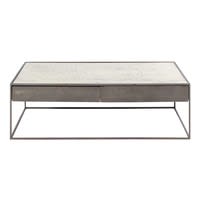 Table basse en fer gris et verre trempé Table basse en fer gris et verre trempé