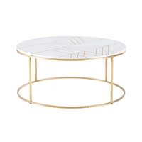 Table basse ronde en marbre blanc et fer doré Table basse ronde en marbre blanc et fer doré