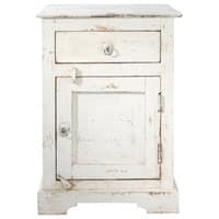 Table de chevet avec tiroir en manguier blanche L 42 cm Table de chevet avec tiroir en manguier blanche L 42 cm