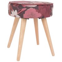 Tabouret motif floral et pieds en chêne Tabouret motif floral et pieds en chêne
