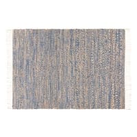 Tapis tressé en jute et coton bleu 140x200 Tapis tressé en jute et coton bleu 140x200