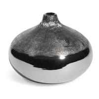 Vase boule en grès argenté H 10 cm Vase boule en grès argenté H 10 cm