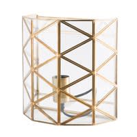 Wandlamp van glas en goudkleurig metaal Wandlamp van glas en goudkleurig metaal