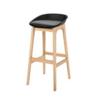Zwarte Scandinavische barkruk met massief eikenhout H88 Zwarte Scandinavische barkruk met massief eikenhout H88